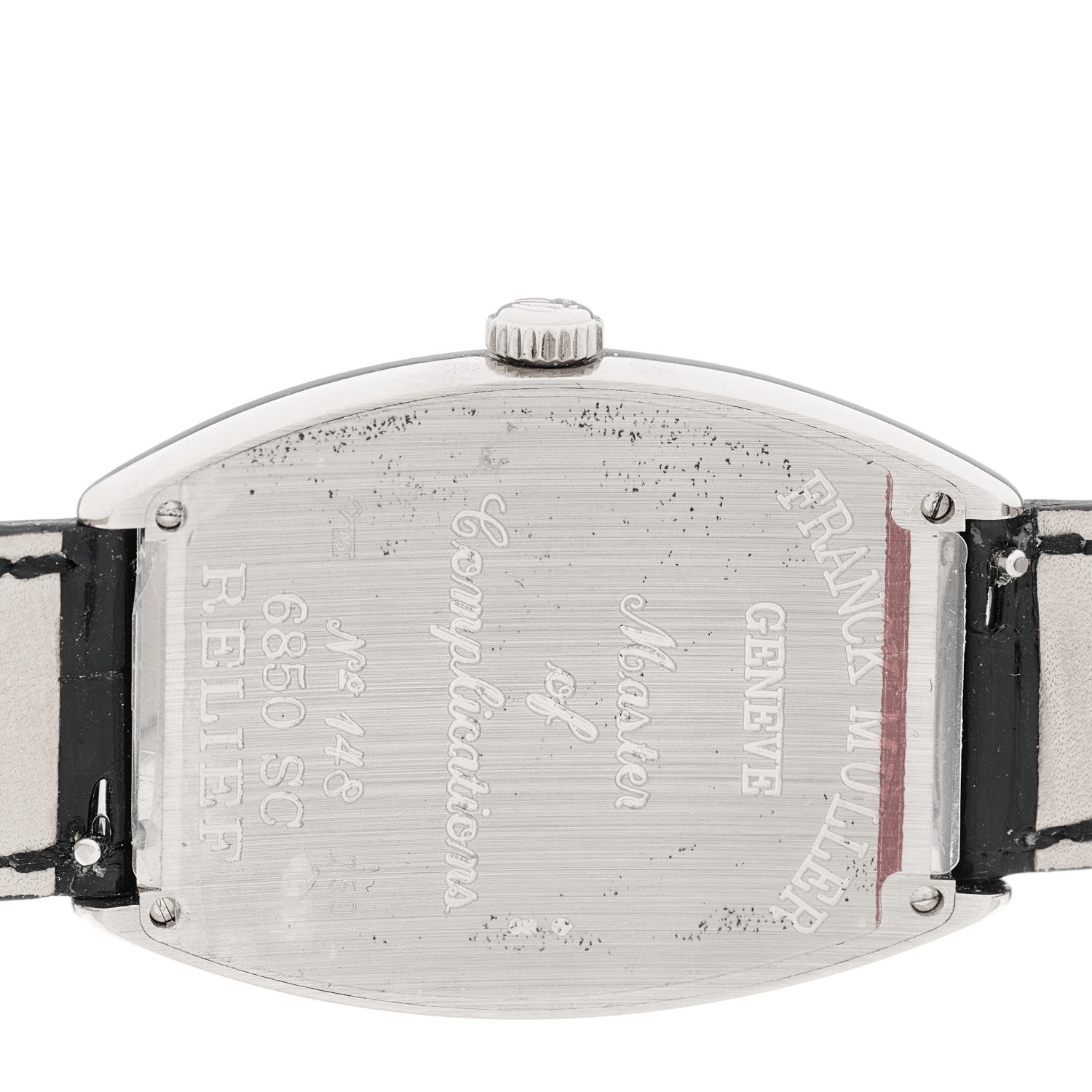 Franck Muller 18K White Gold Alligator 34mm Cintree Curvex Automatic Watch Black 6850SC 4 of 5