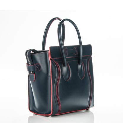 Celine Satin Debossed Calfskin Micro Luggage Navy Blue 3 of 8