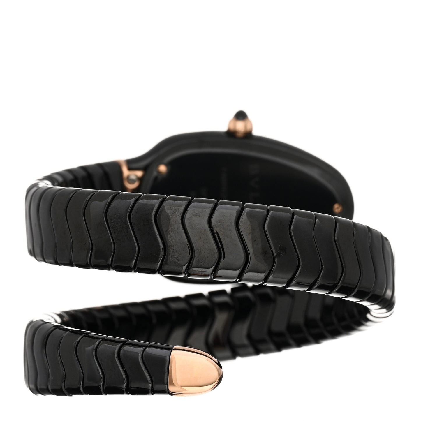 18K Rose Gold Ceramic 35mm Serpenti Tubogas Quartz Watch Black