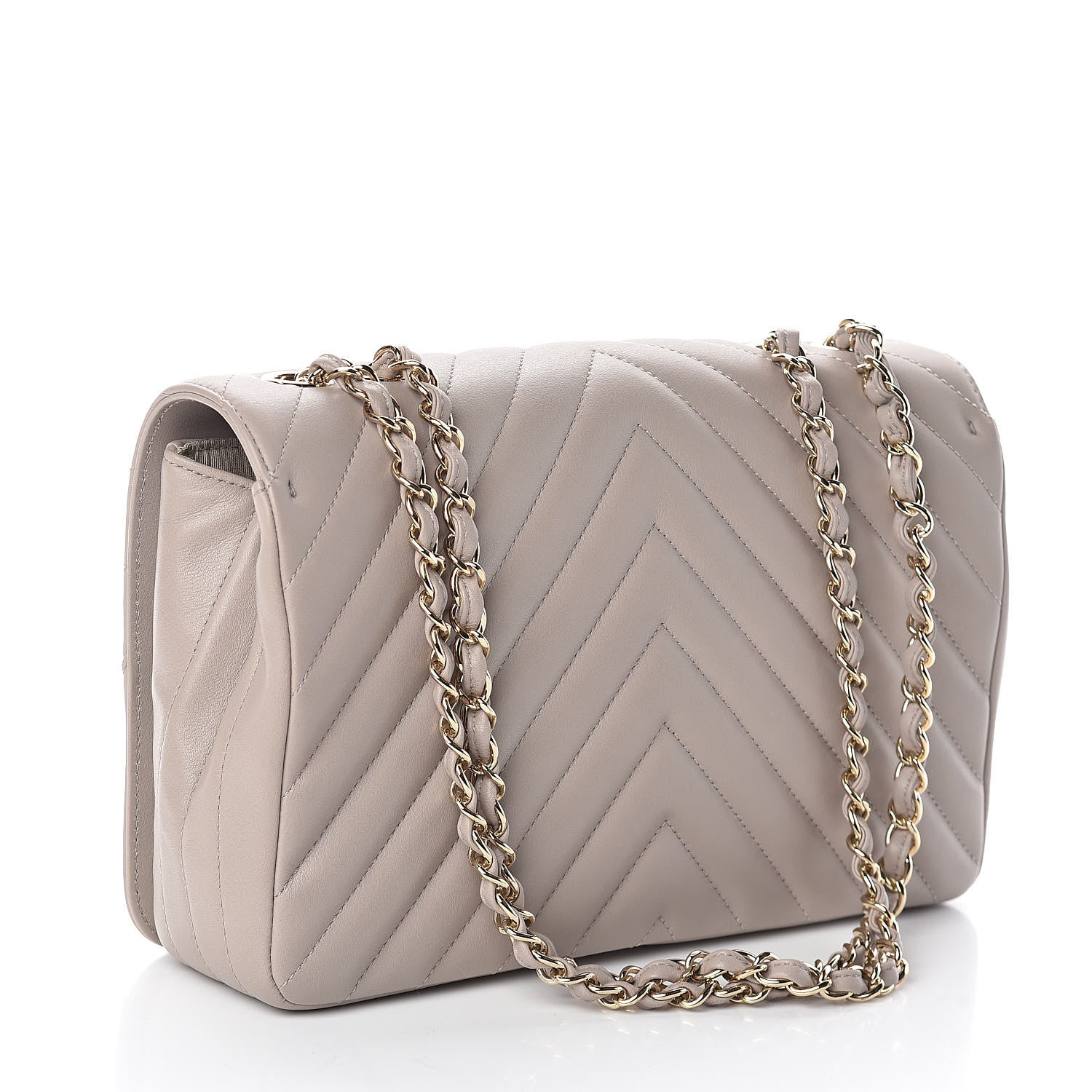 Chanel Calfskin Chevron Quilted Medium Statement Flap Grey 3 of 9