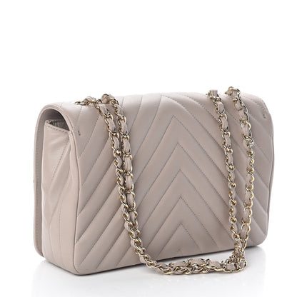 Chanel Calfskin Chevron Quilted Medium Statement Flap Grey 3 of 9