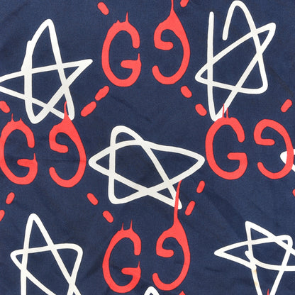 Gucci Silk GucciGhost Print Pocket Square Scarf Navy 2 of 3