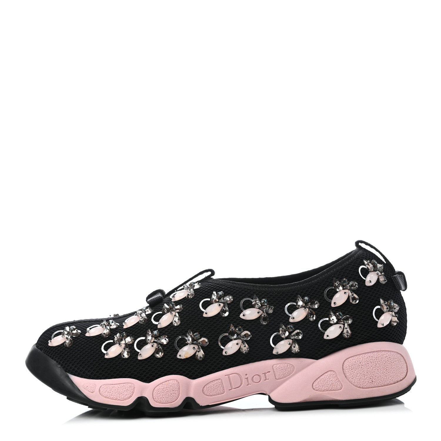 Christian Dior Technical Canvas Embellished Dior Fusion Sneakers 37.5 Black Pink 1 of 7