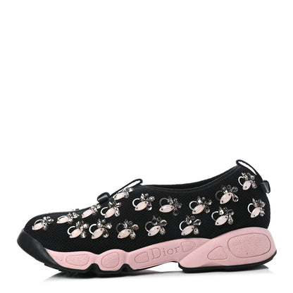 Christian Dior Technical Canvas Embellished Dior Fusion Sneakers 37.5 Black Pink 1 of 7
