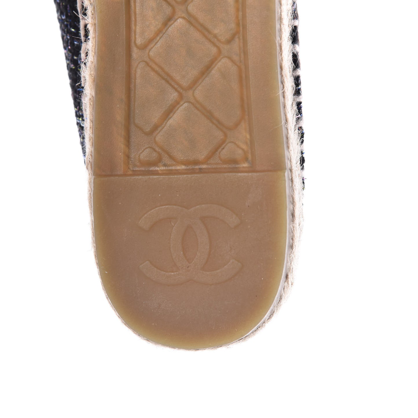Metallic Tweed Patent CC Espadrilles 36 Black Multicolor