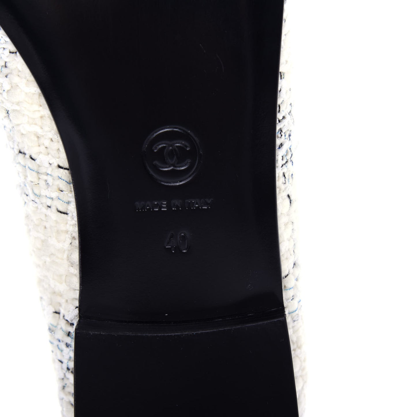 Tweed Cap Toe Ballerina Flats 40 White Black