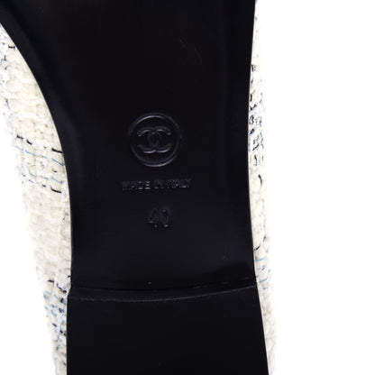 Chanel Tweed Cap Toe Ballerina Flats 40 White Black 9 of 11