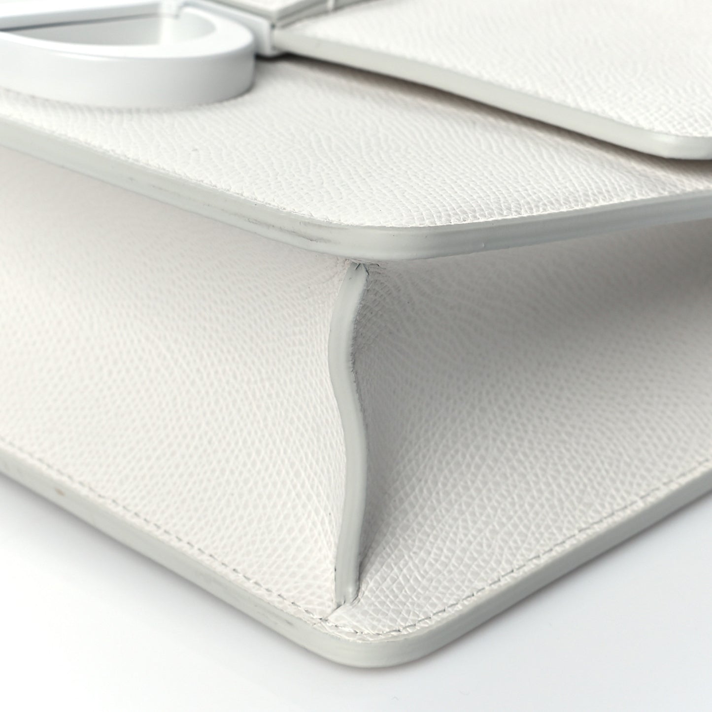 Ultra Matte Grained Calfskin 30 Montaigne Flap Bag White