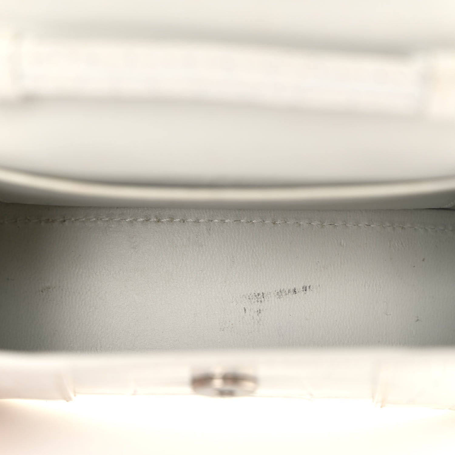 Balenciaga Shiny Calfskin Crocodile Embossed Hourglass Top Handle Bag XS White 6 of 12