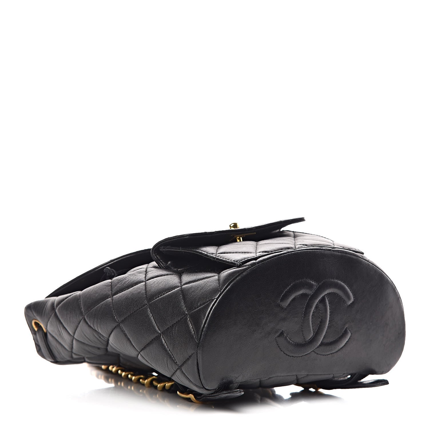 Chanel Lambskin Quilted Drawstring Backpack Black 4 of 11