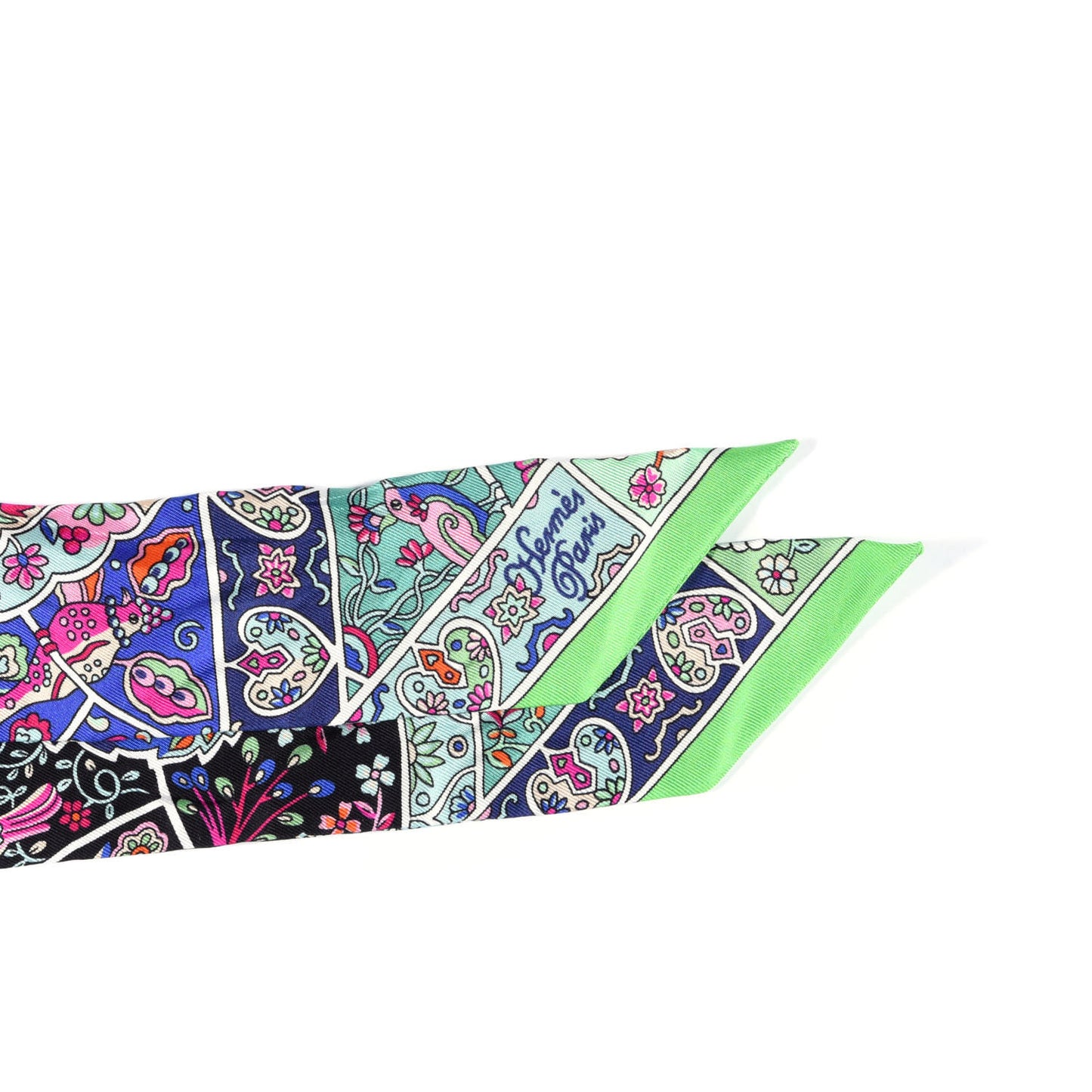 Silk Au Pays Des Oiseaux Fleurs Twilly Vert Vif Black Fuchsia