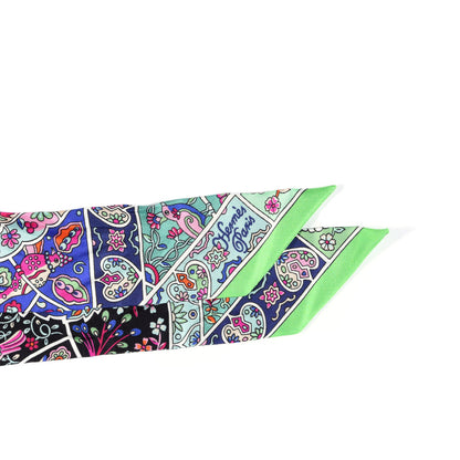 Hermes Silk Au Pays Des Oiseaux Fleurs Twilly Vert Vif Black Fuchsia 3 of 4