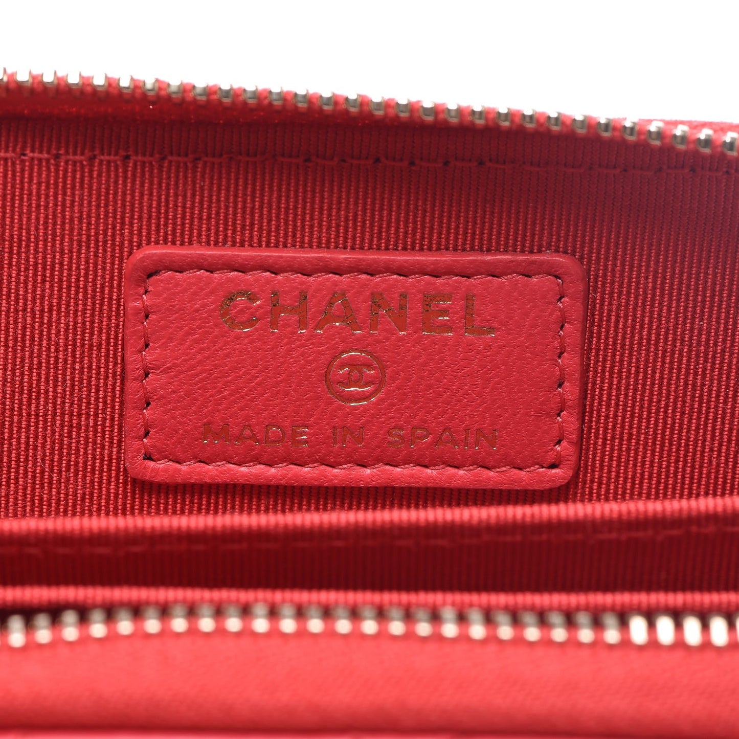 Lambskin Quilted Zip Around Coin Purse Wallet Light Red