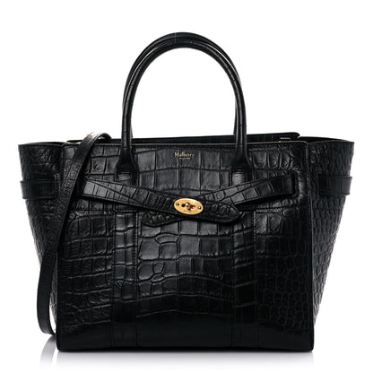 Mulberry Crocodile Embossed Calfskin Small Zipped Bayswater Black 1 of 12