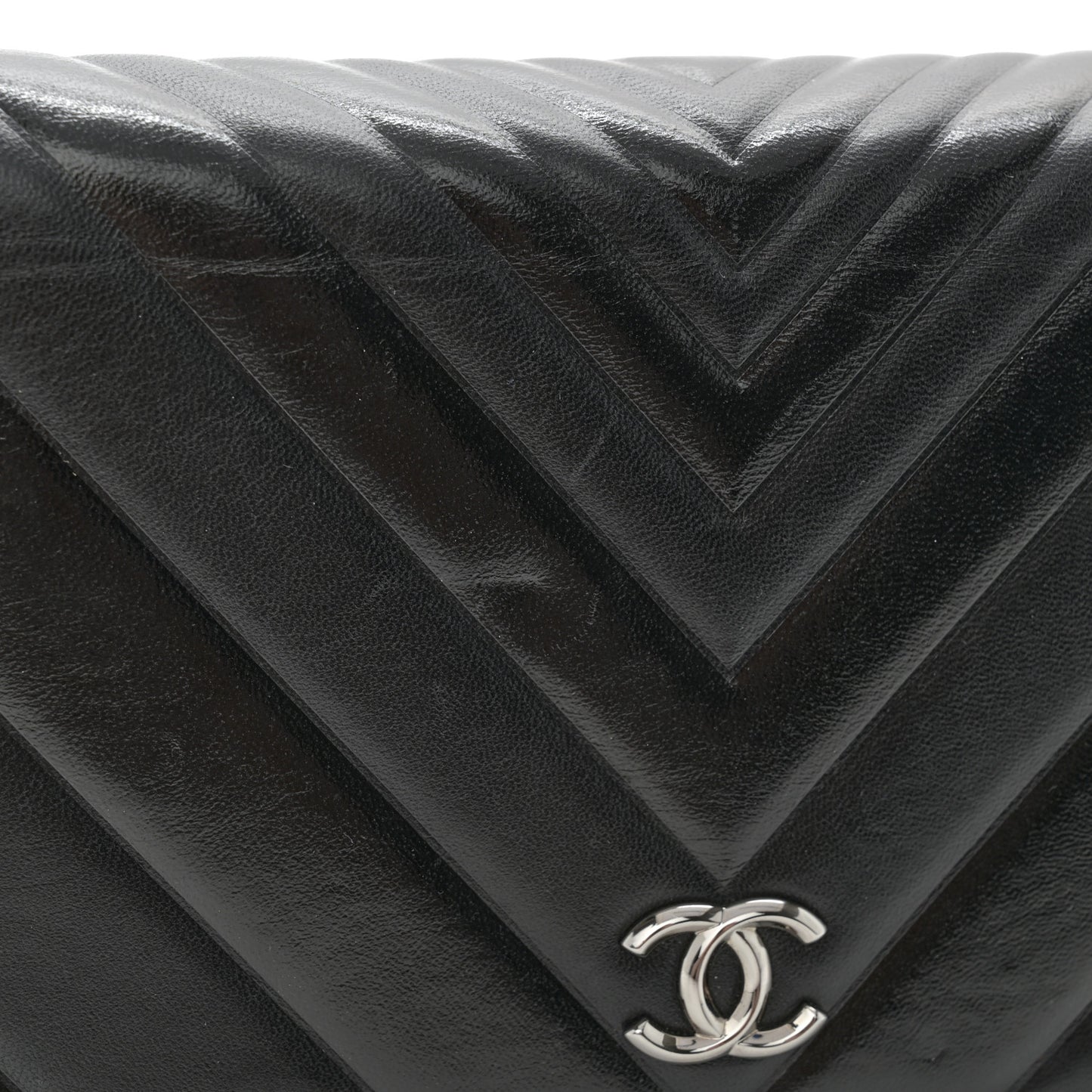Lambskin Chevron Quilted Wallet On Chain WOC Black