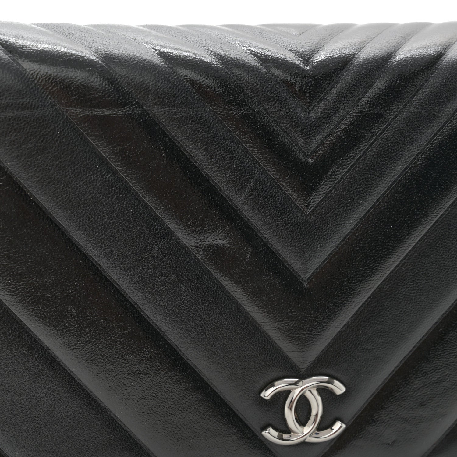 Chanel Lambskin Chevron Quilted Wallet On Chain WOC Black 12 of 12