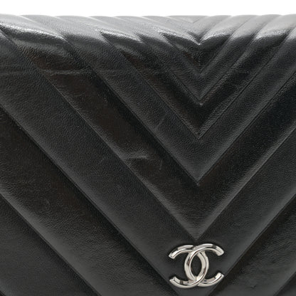 Chanel Lambskin Chevron Quilted Wallet On Chain WOC Black 12 of 12