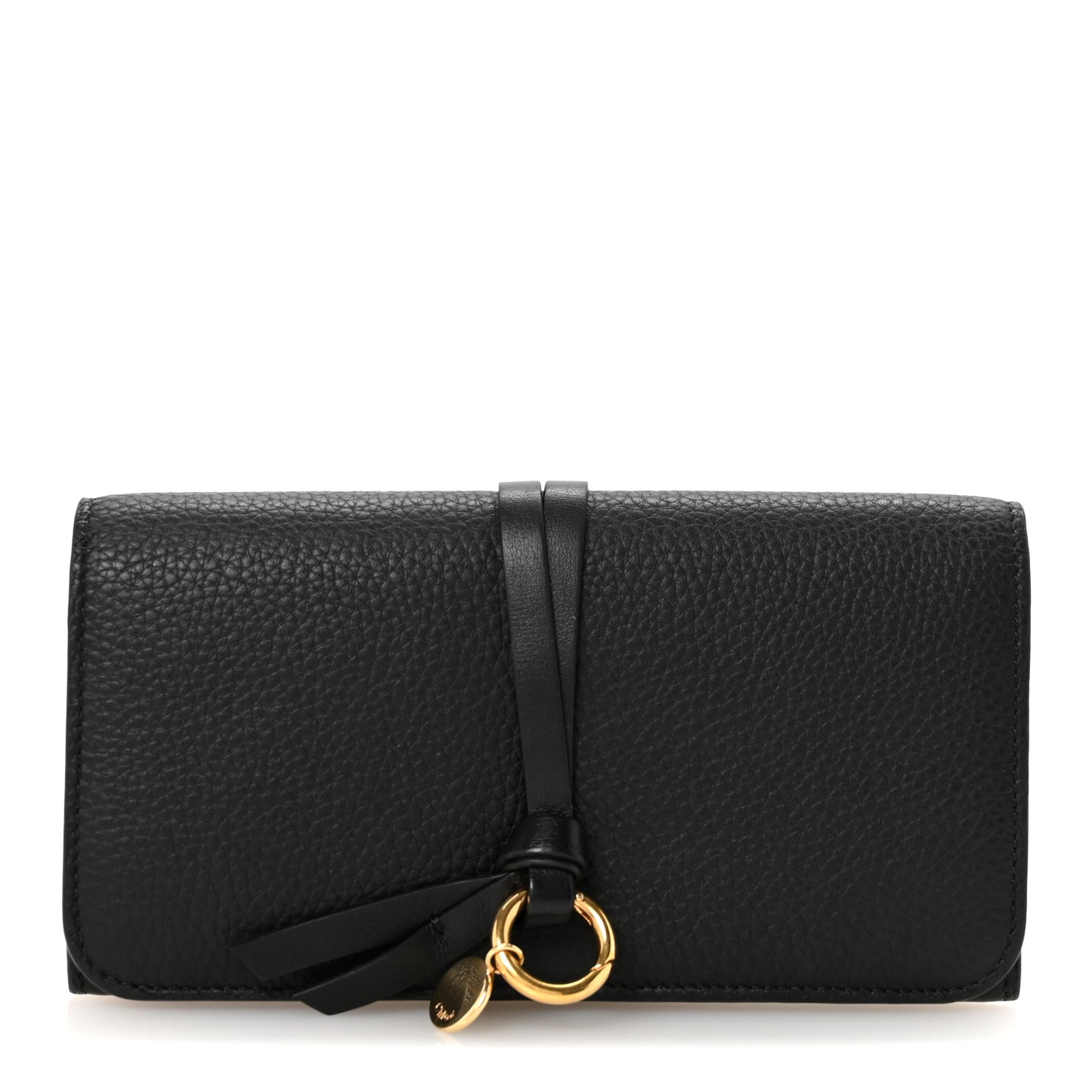 Calfskin Alphabet Long Wallet Black