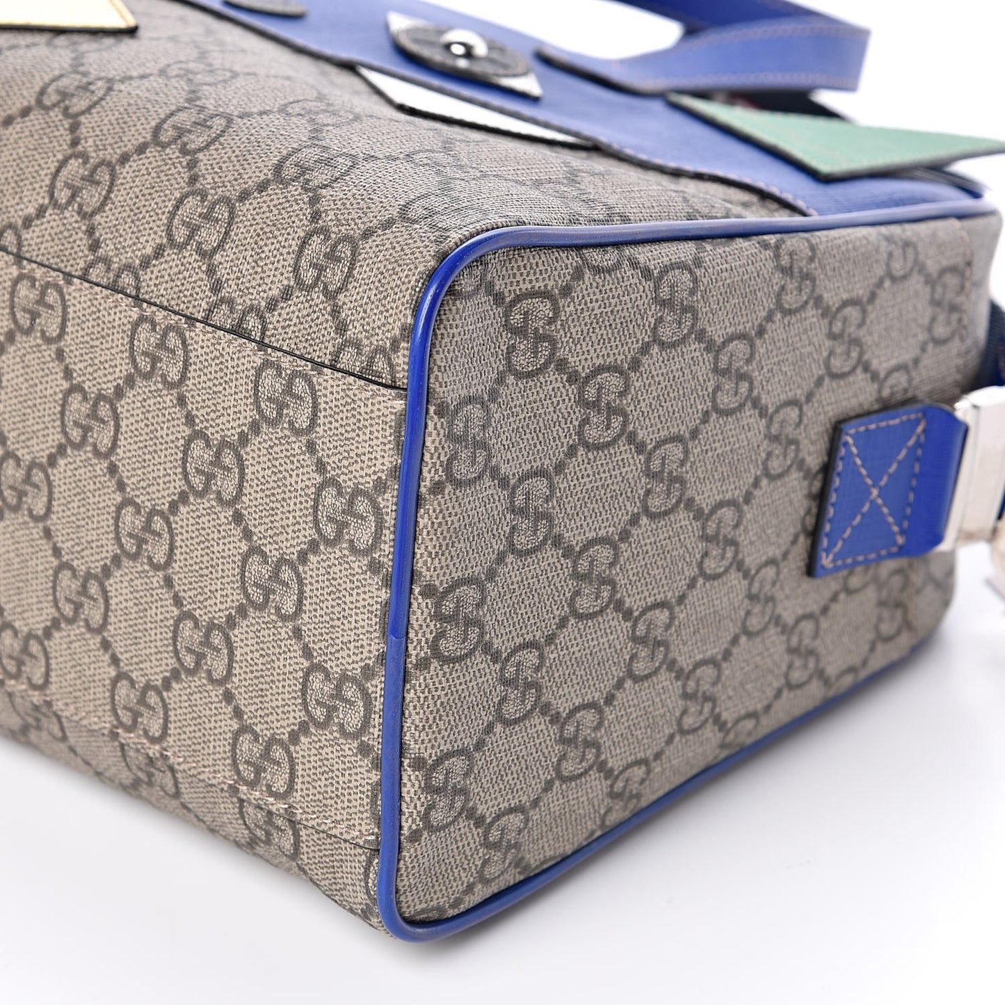 GG Supreme Monogram Kids Dinosaur Top Handle Bag Blue
