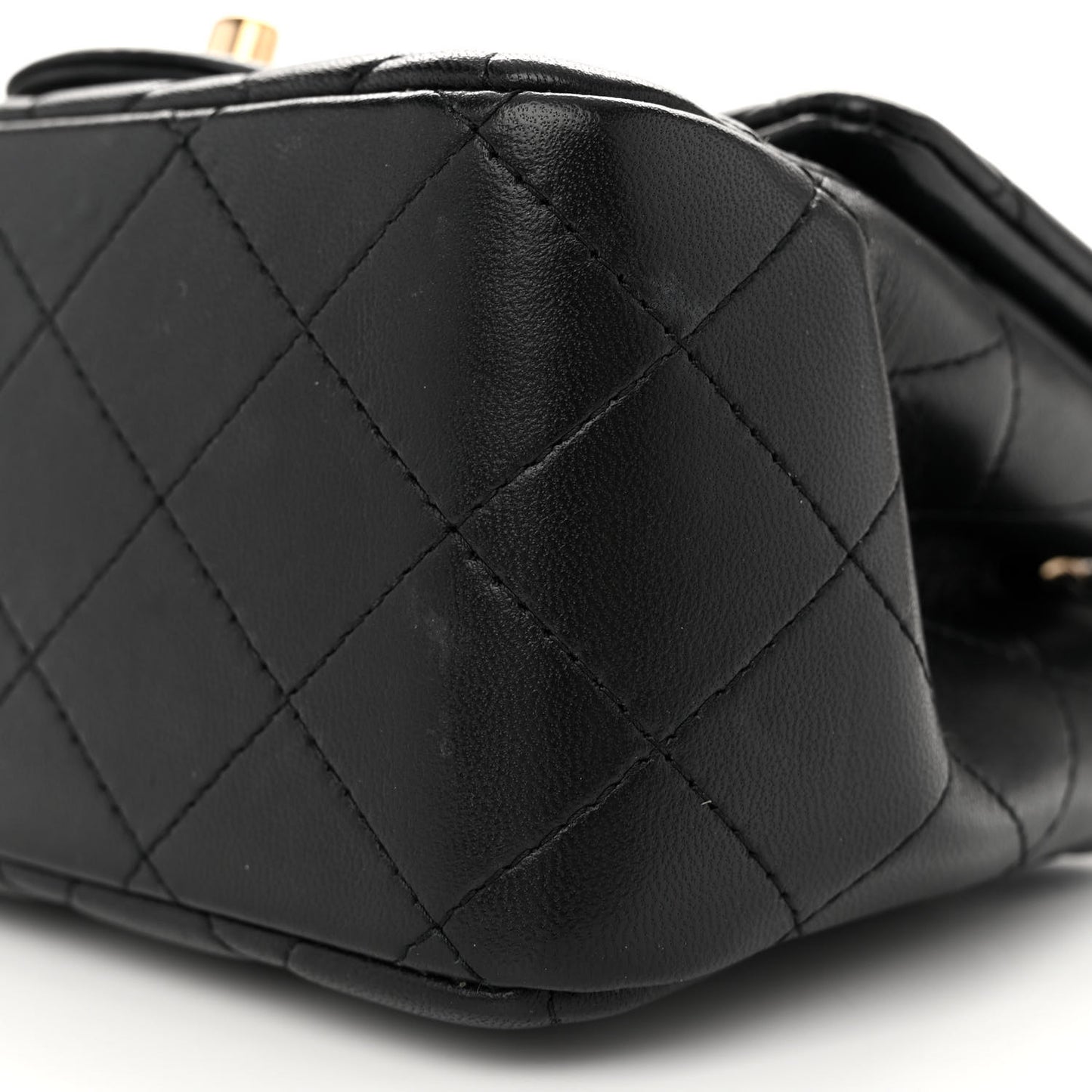 Lambskin Quilted Mini Square Flap Black