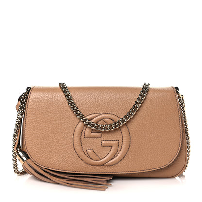 Gucci Pebbled Calfskin Medium Soho Flap Crossbody Camelia 1 of 9