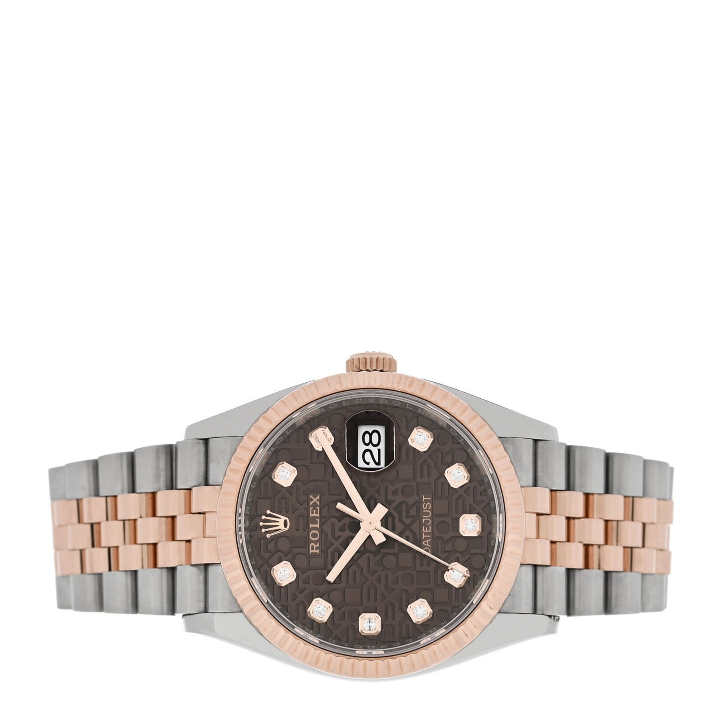 Stainless Steel 18K Everose Gold Diamond 36mm Oyster Perpetual Datejust Watch Chocolate Jubilee 126231