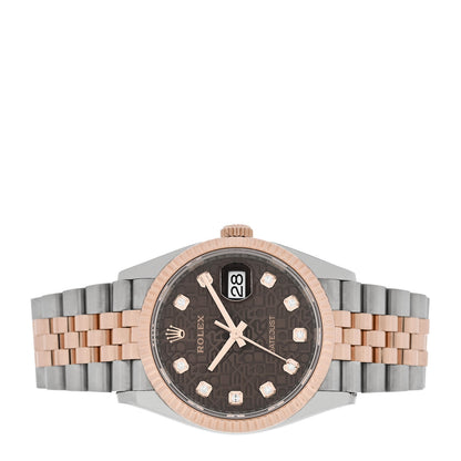 Rolex Stainless Steel 18K Everose Gold Diamond 36mm Oyster Perpetual Datejust Watch Chocolate Jubilee 126231 2 of 5