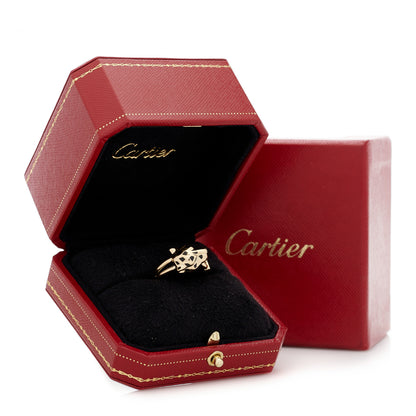 Cartier 18K Yellow Gold Diamond Tsavorite Garnet Black Onyx Panthere de Cartier Ring 58 8.25 7 of 7