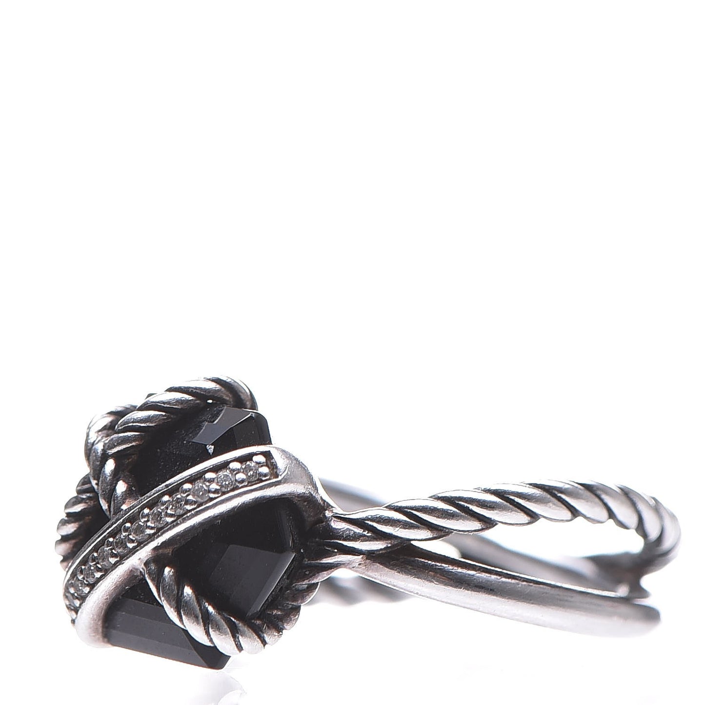 Sterling Silver Diamond Black Onyx 10mm Cable Wrap Ring 54.5 7
