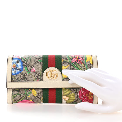 Gucci GG Supreme Monogram Flora Web Ophidia Continental Wallet White 2 of 9
