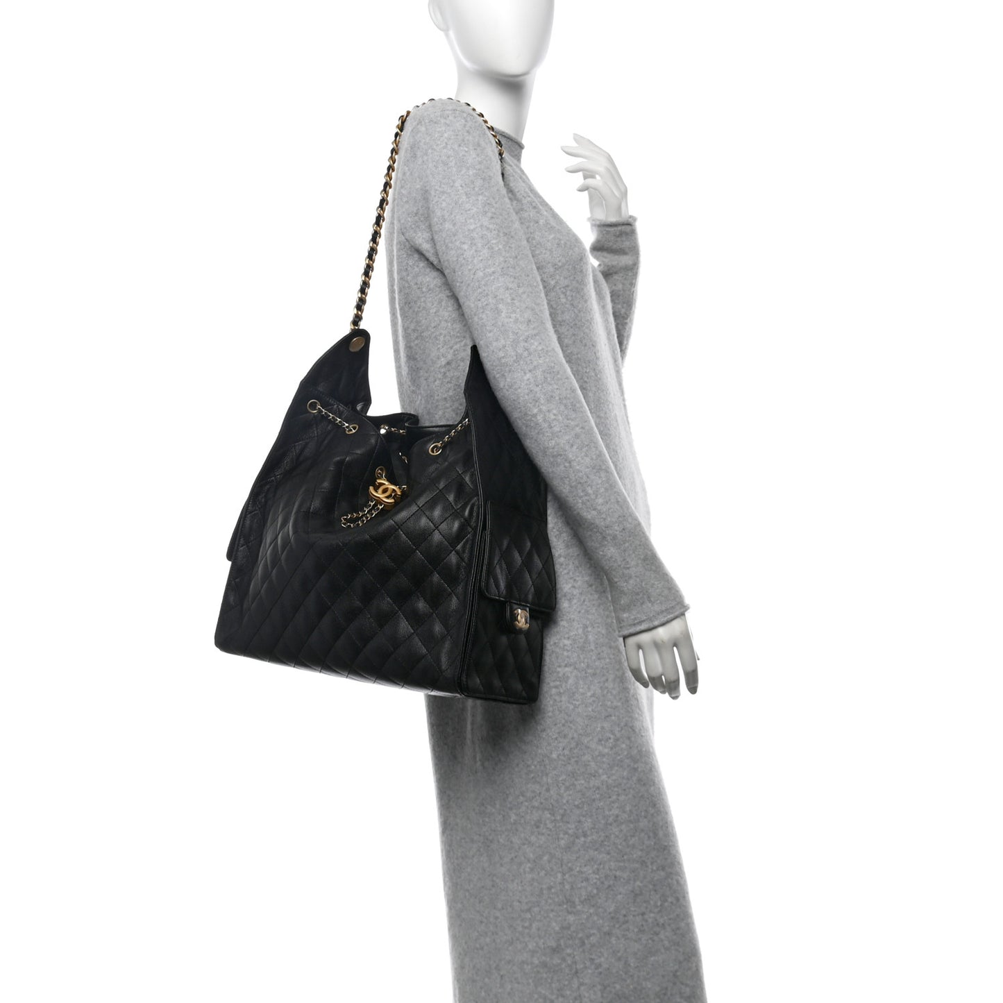 Caviar Quilted Large Chanel 25 Handbag Black