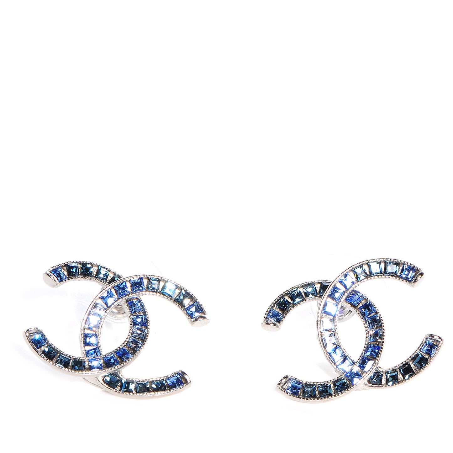Baguette Crystal CC Earrings Blue