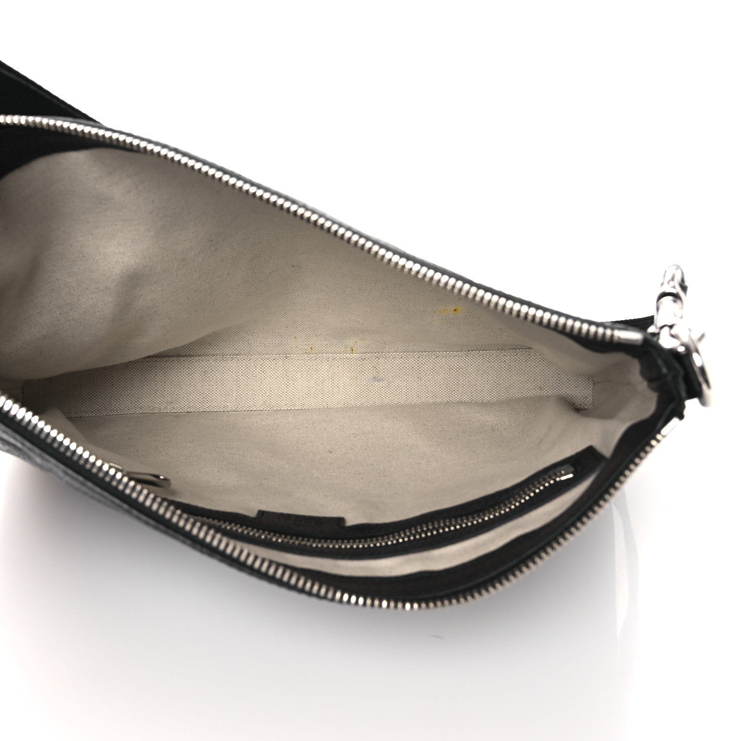 Gucci Piuma Calfskin Jumbo GG Embossed Medium Wristlet Messenger Bag Black 5 of 10