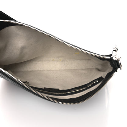 Gucci Piuma Calfskin Jumbo GG Embossed Medium Wristlet Messenger Bag Black 5 of 10