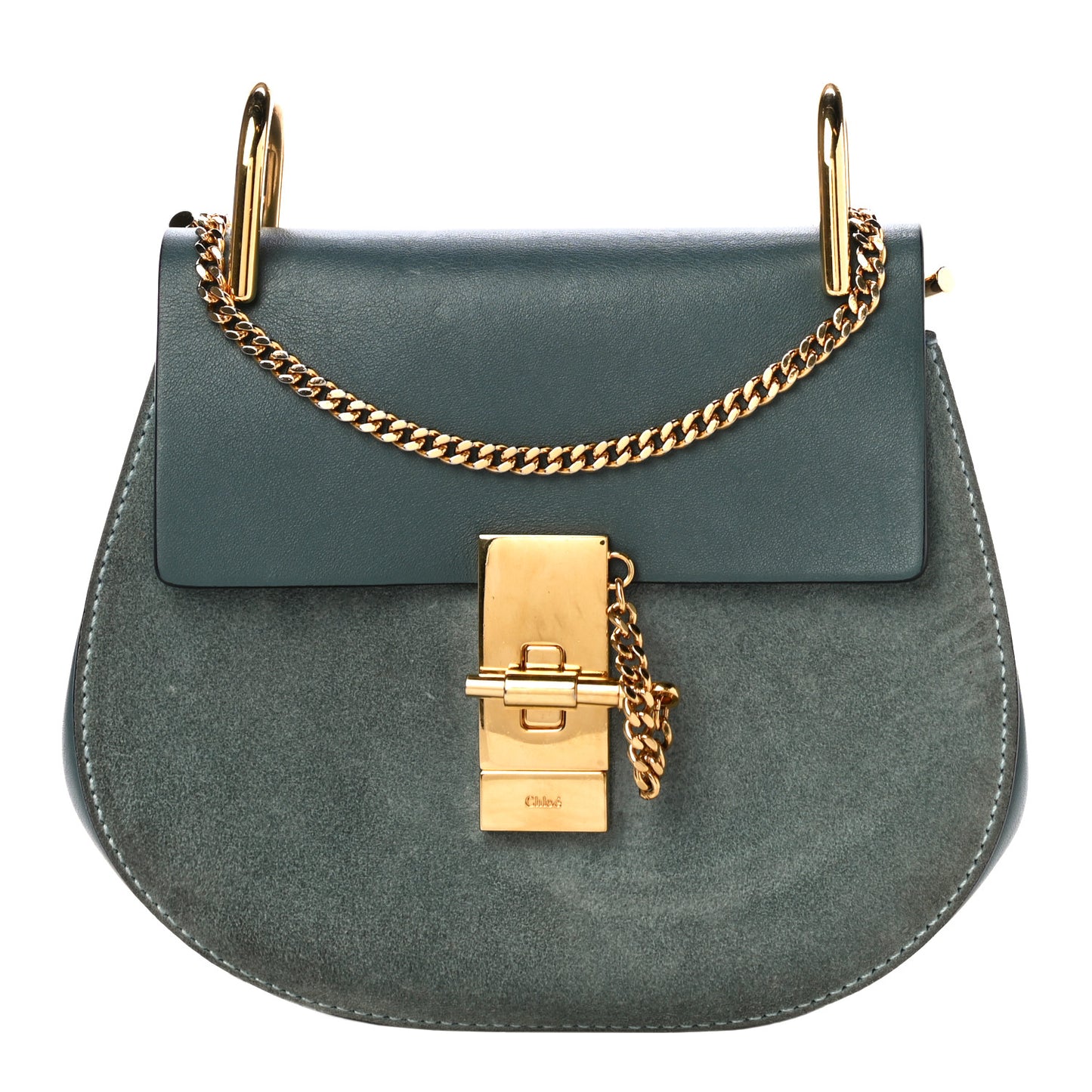 Suede Smooth Calfskin Mini Drew Shoulder Bag Cloudy Blue