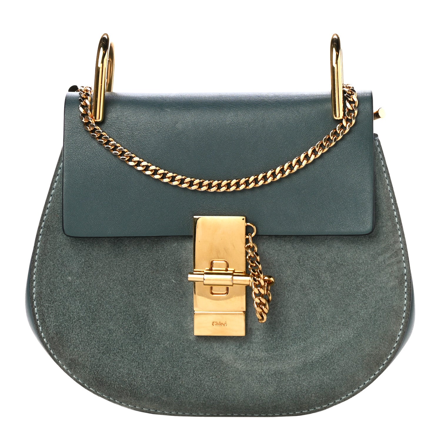 Chloe Suede Smooth Calfskin Mini Drew Shoulder Bag Cloudy Blue 1 of 14