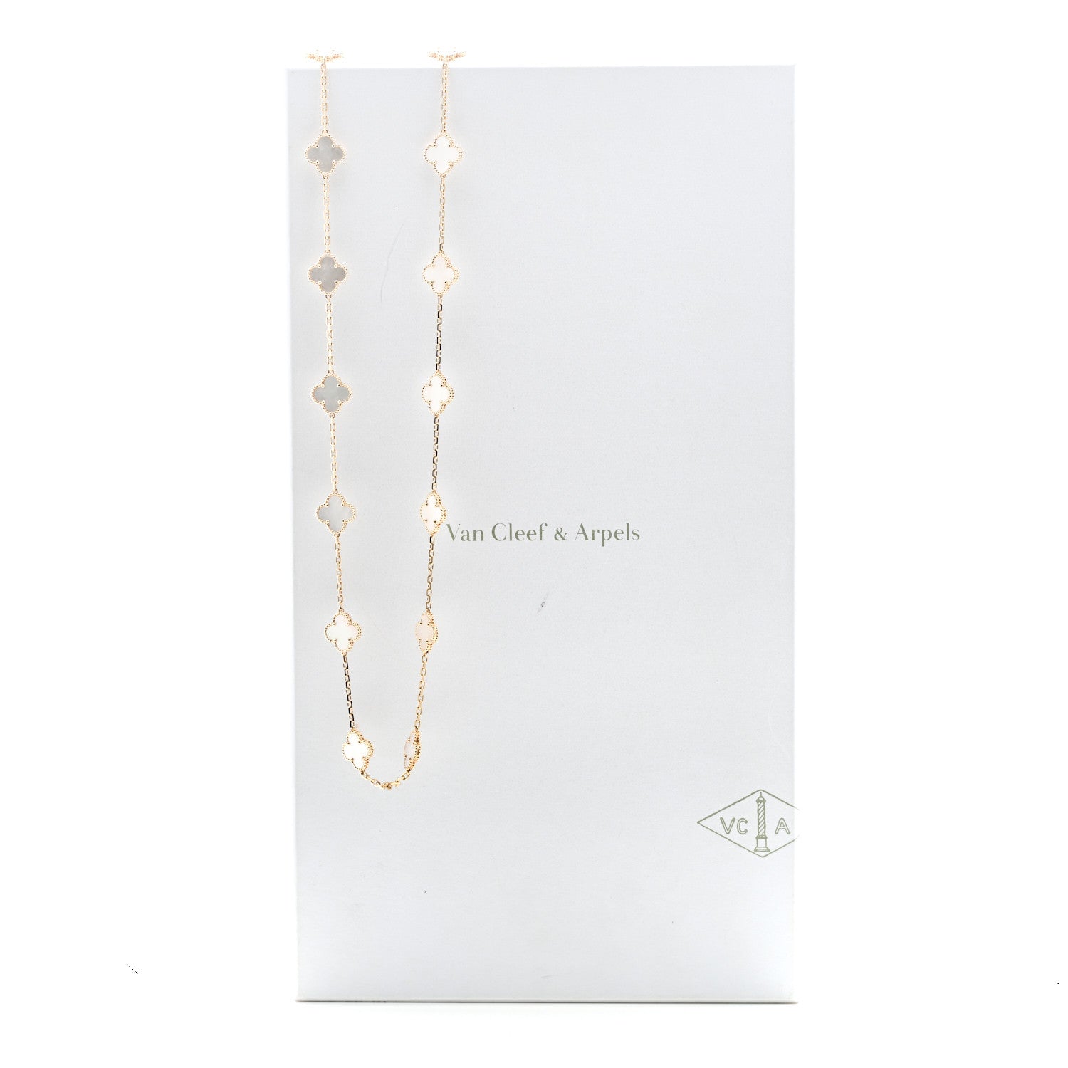 Van Cleef & Arpels 18K Yellow Gold Mother of Pearl 20 Motifs Vintage Alhambra Necklace 7 of 7
