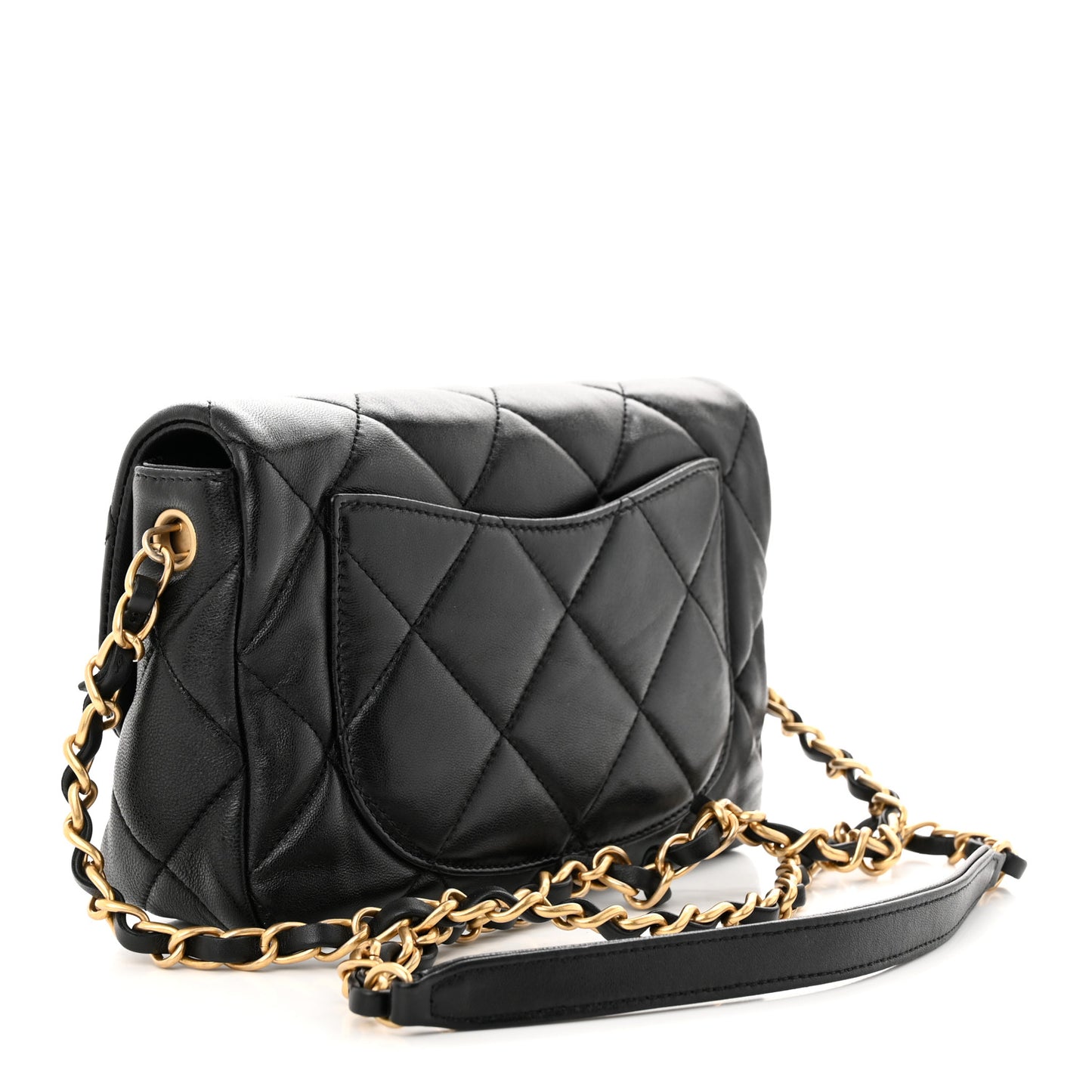 Lambskin Plexiglass Quilted Coco Love Flap Black
