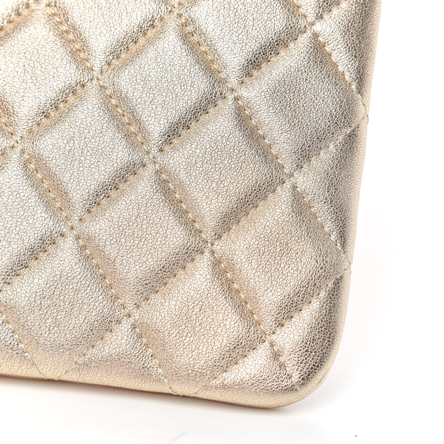 Chanel Metallic Lambskin Quilted Medium Cosmetic Case Gold 9 of 10