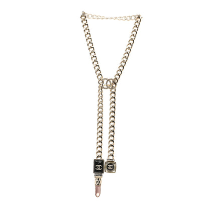 Chanel Metal Strass Pearl Lipstick Necklace Pink Gold 3 of 7