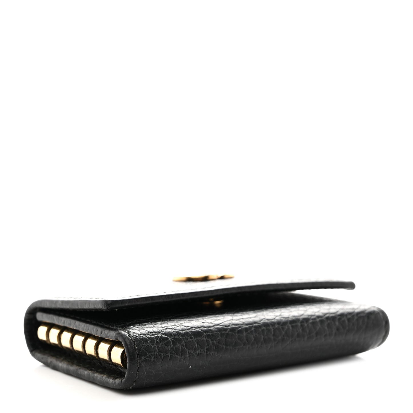 Pebbled Calfskin GG Marmont 6 Key Holder Black