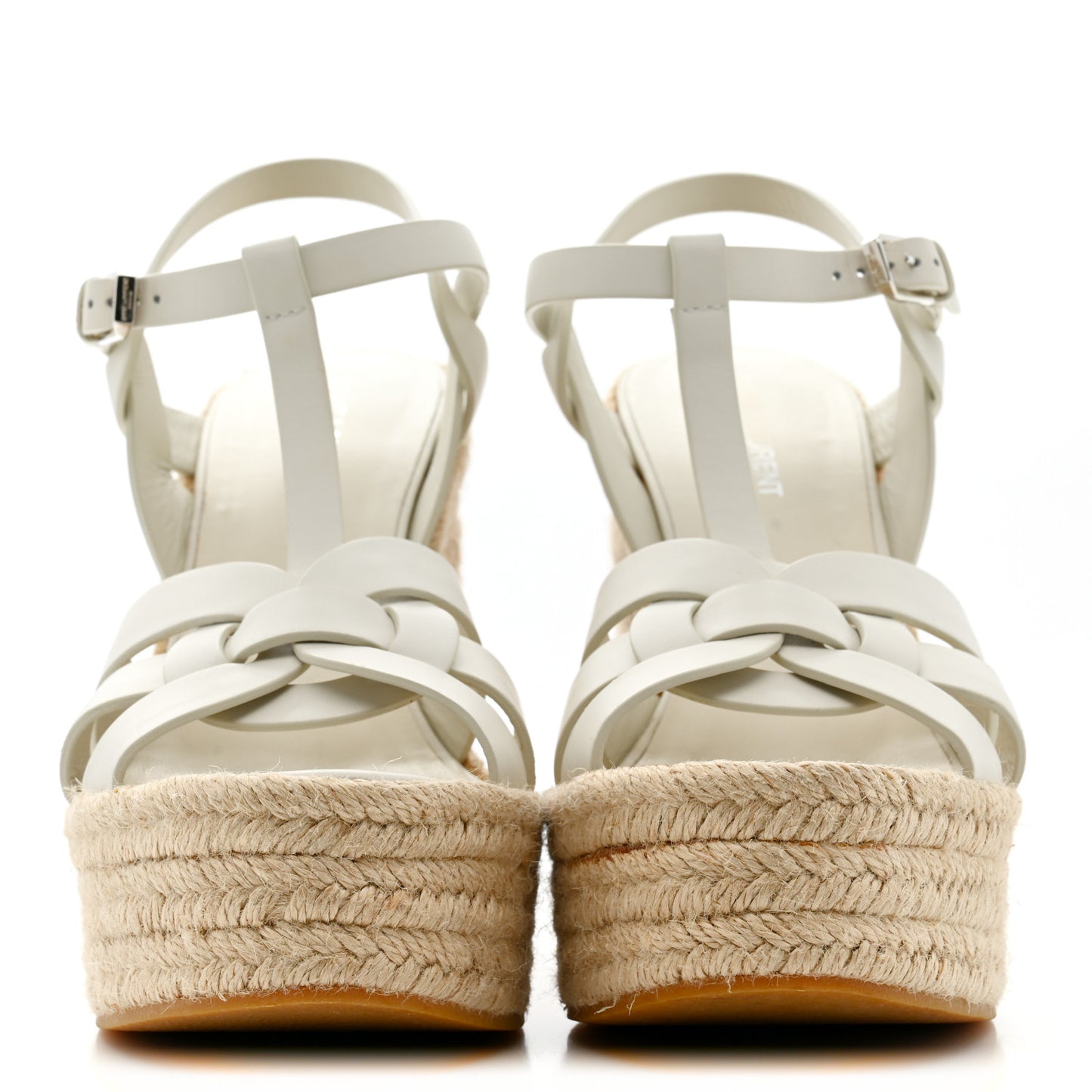 Calfskin Tribute 95 Platform Espadrille Wedge Sandals 39 Porcellana