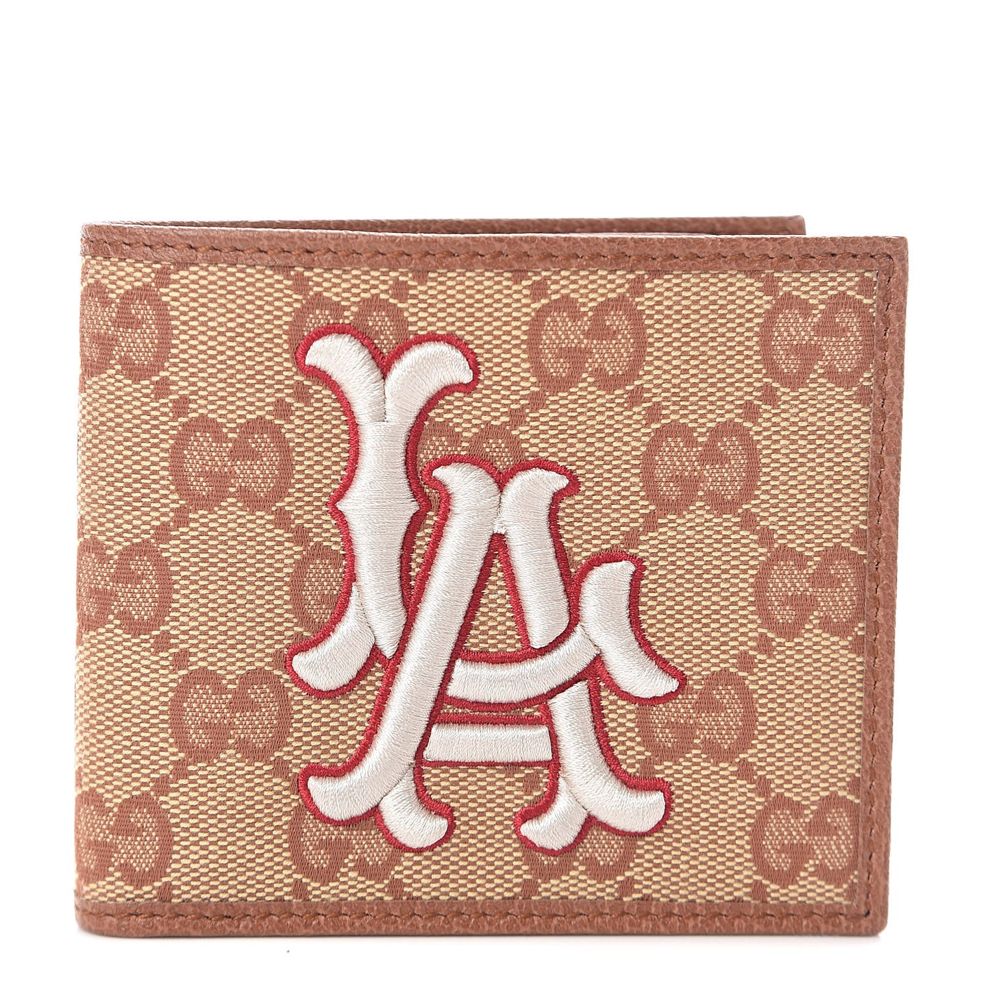 X MLB Monogram LA Dodgers Bi-Fold Wallet Beige Ruggine Ivory