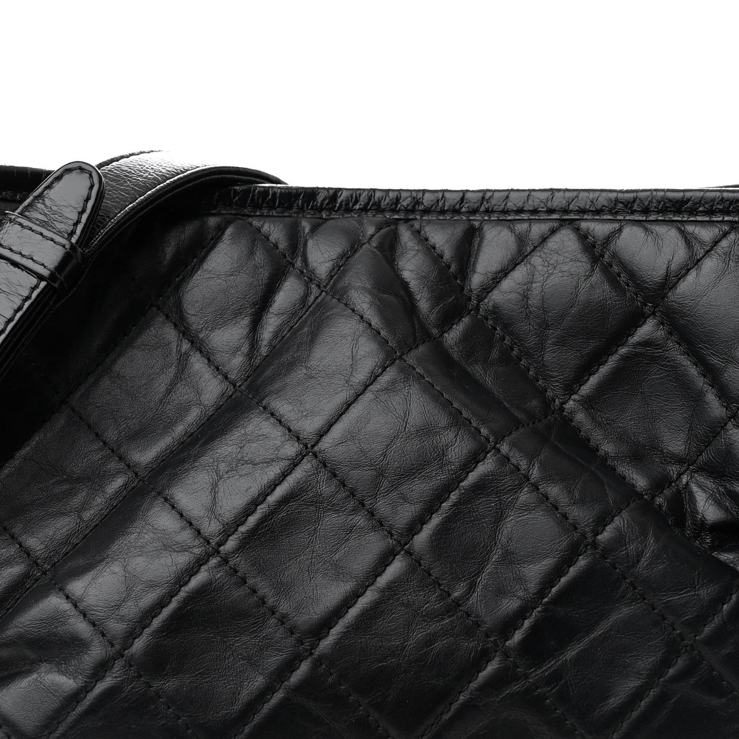 Aged Calfskin Quilted Large Gabrielle Hobo Black