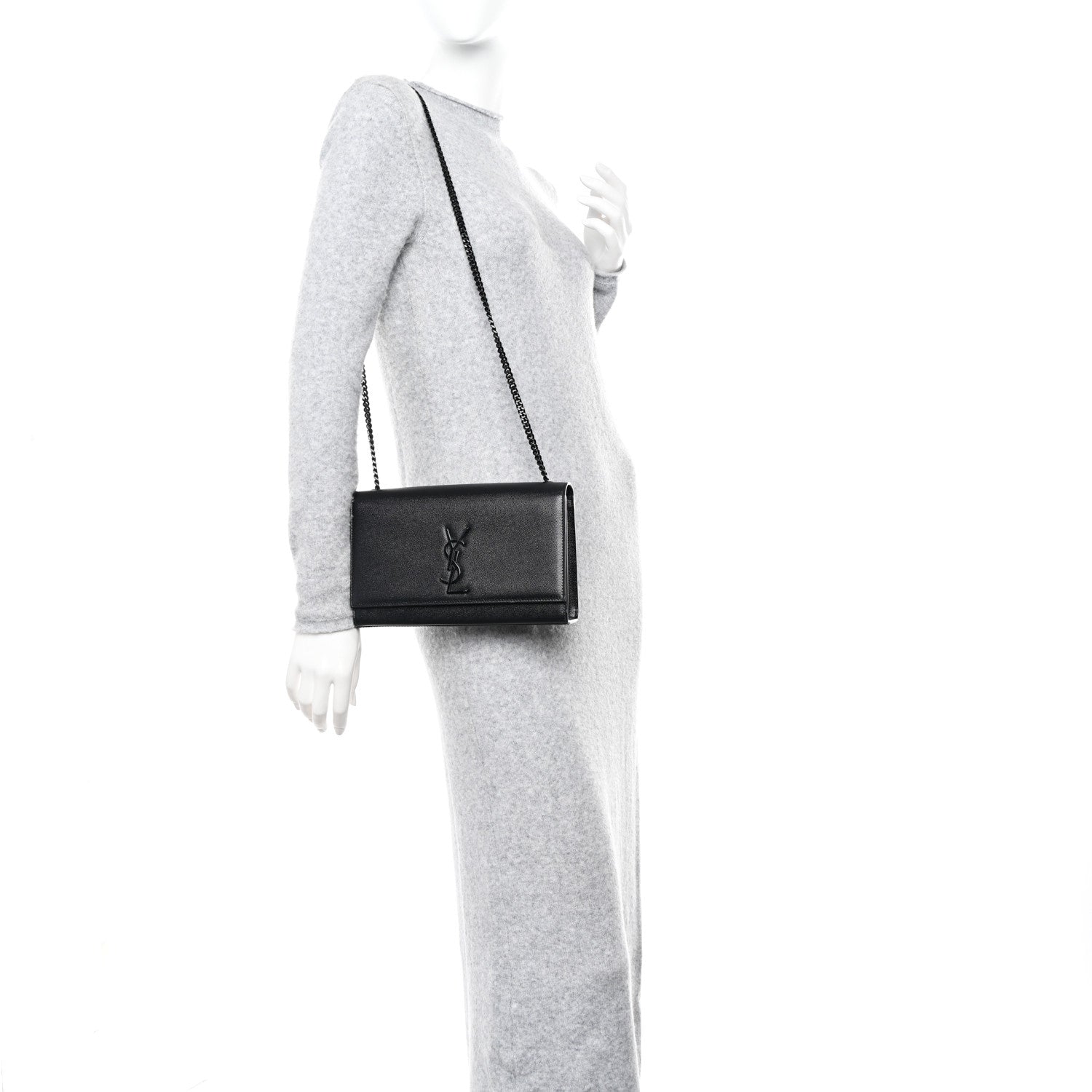 Saint Laurent Grain De Poudre Medium Classic Monogram Monochrome Kate Satchel Black 2 of 9