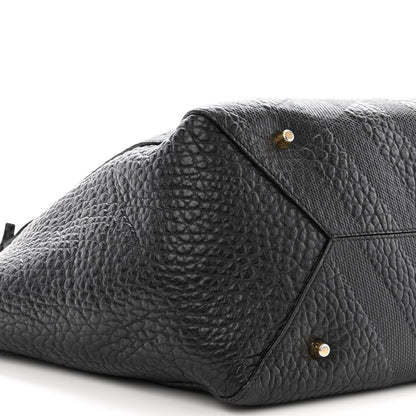Burberry Signature Grain Calfskin Check Embossed Small Canterbury Tote Black 10 of 11