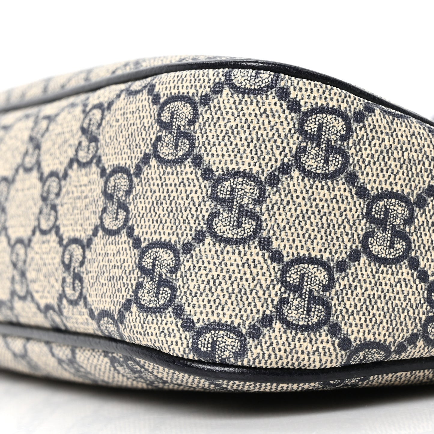 GG Supreme Monogram Textured Dollar Calfskin Web Small Ophidia GG Handbag Beige Blue