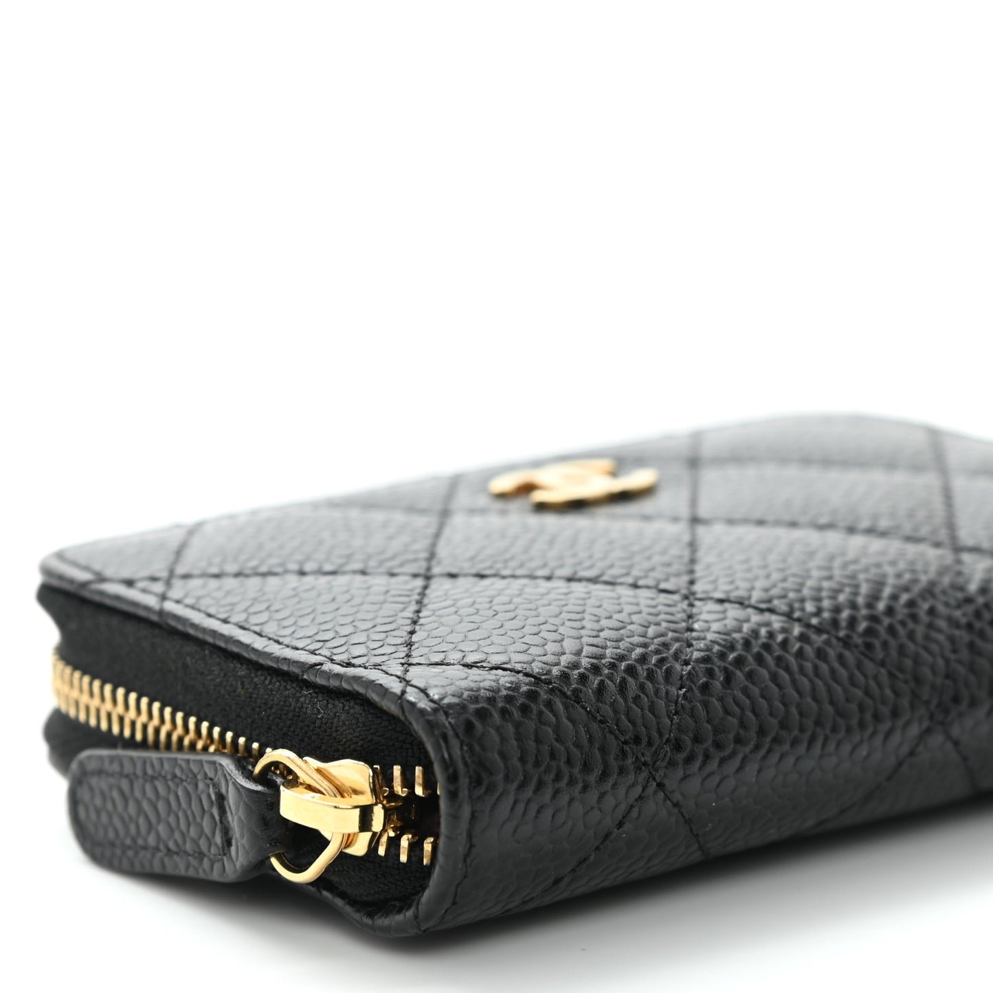 Caviar Quilted Zip Coin Purse Black
