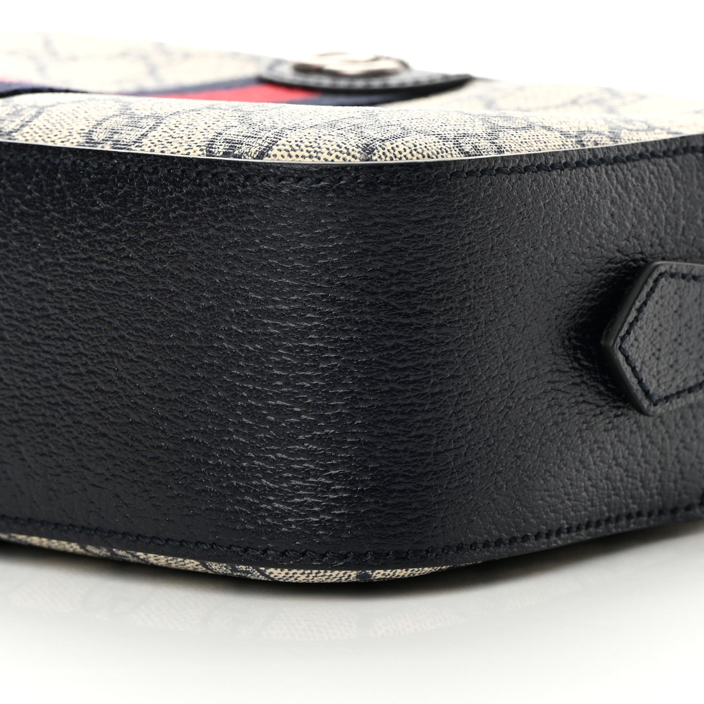 GG Supreme Monogram Textured Dollar Calfskin Web Small Ophidia Camera Bag Beige Blue