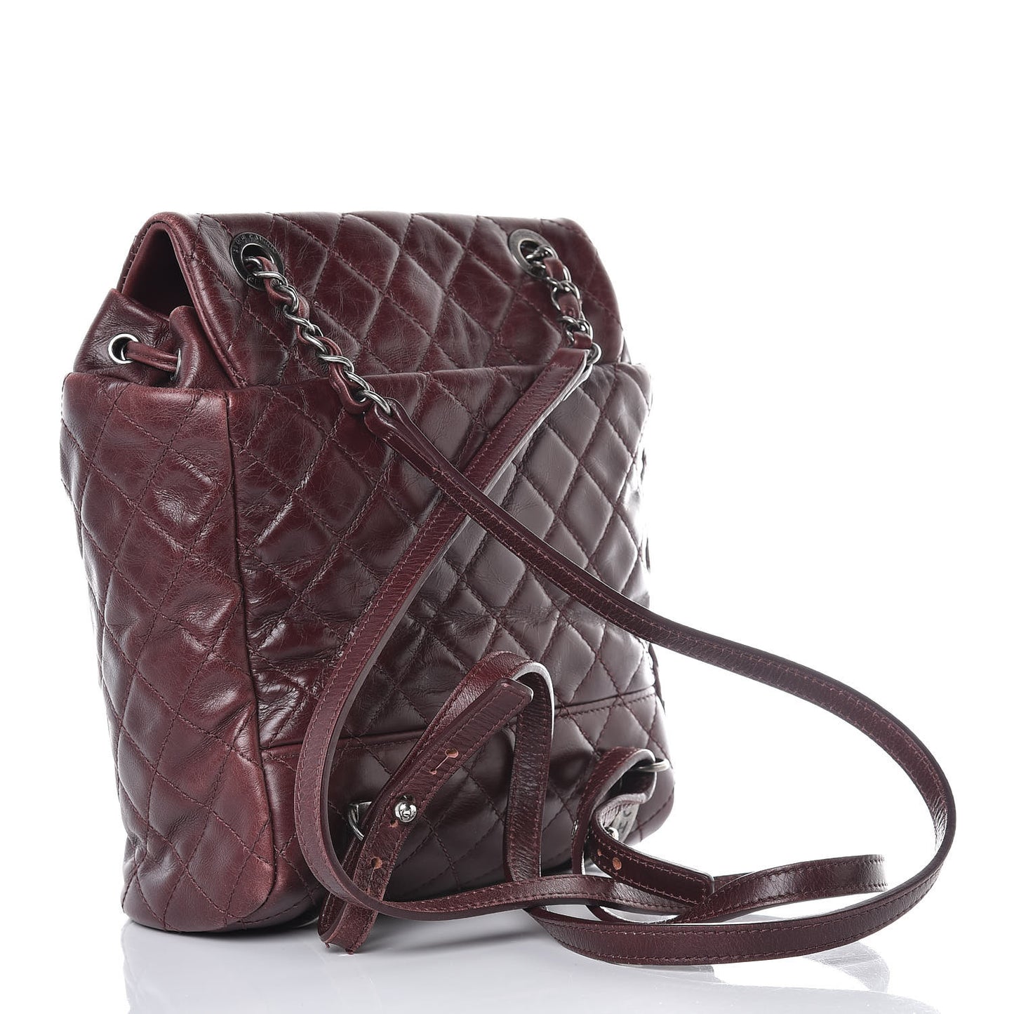 Glazed Calfskin Quilted Small Salzburg Backpack Burgundy